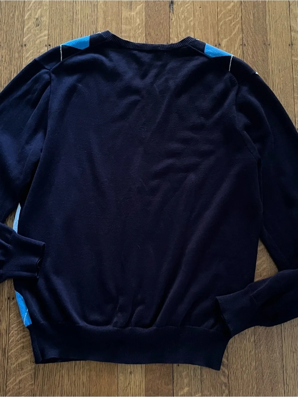 J. Crew Navy, Sky Blue & Light Blue Argyle V-Neck Sweater